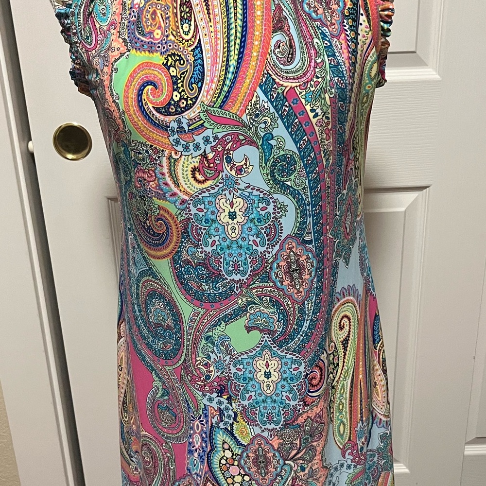 Tommy Hilfiger Pink and Blue Sheath SleevelessMini Dress Scoop Neck